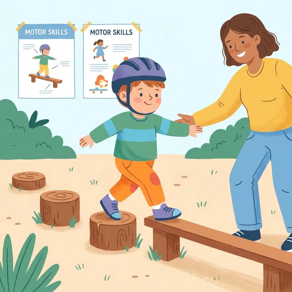 Anak melatih motorik kasar dengan bimbingan