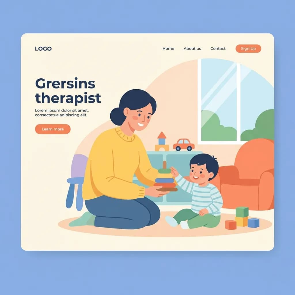 Ilustrasi anak bermain dengan terapis yang ramah