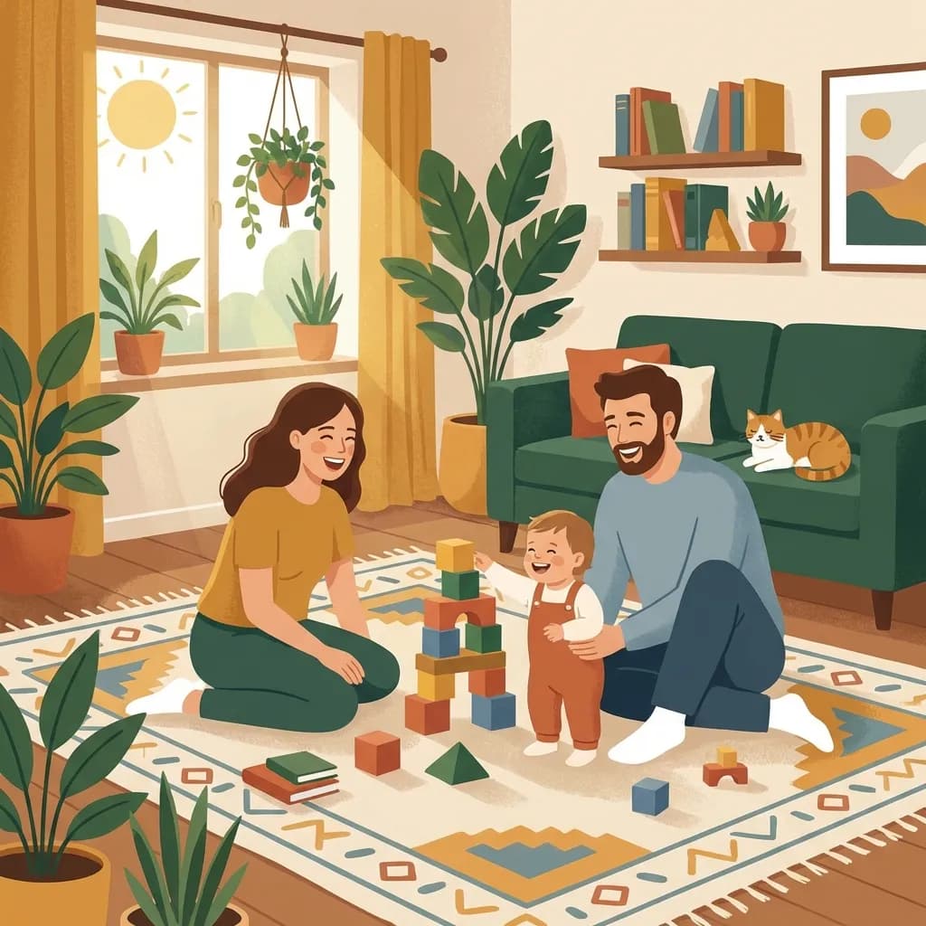 Orang tua bermain dengan anak di rumah sebagai bagian dari terapi